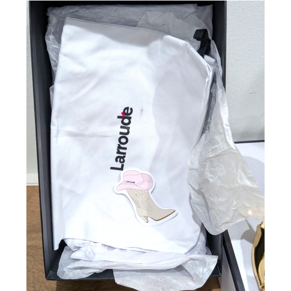 NIB Larroudé Yves Wedge In Gold Specchio - Picture 12 of 16